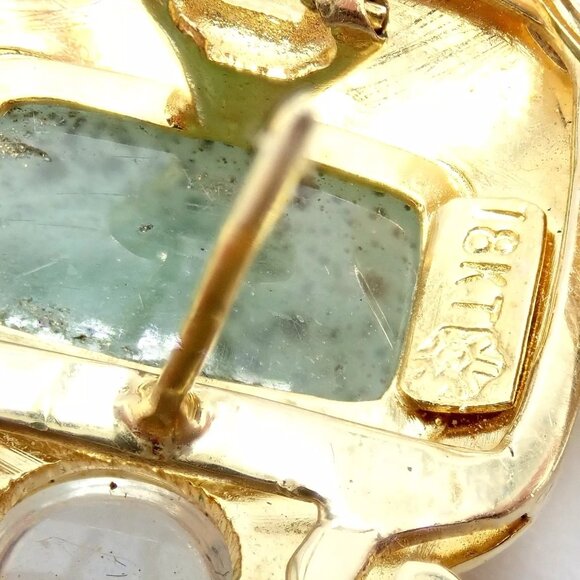 Rare! Vintage Paula Crevoshay 18k Gold Smithsonite Moonstone Earrings OOAK - Picture 4 of 11